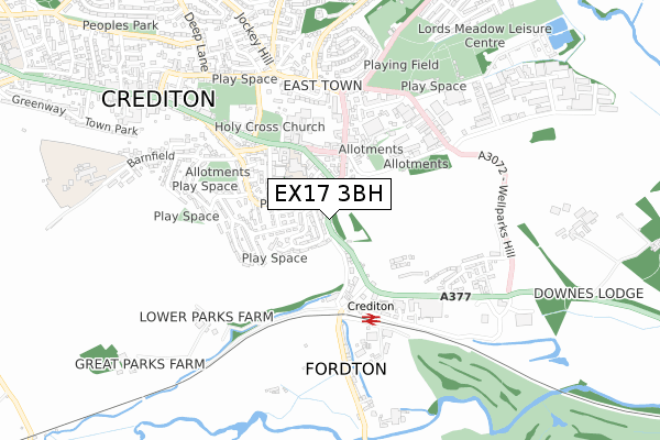 EX17 3BH map - small scale - OS Open Zoomstack (Ordnance Survey)