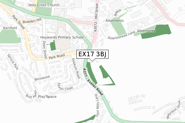 EX17 3BJ map - large scale - OS Open Zoomstack (Ordnance Survey)