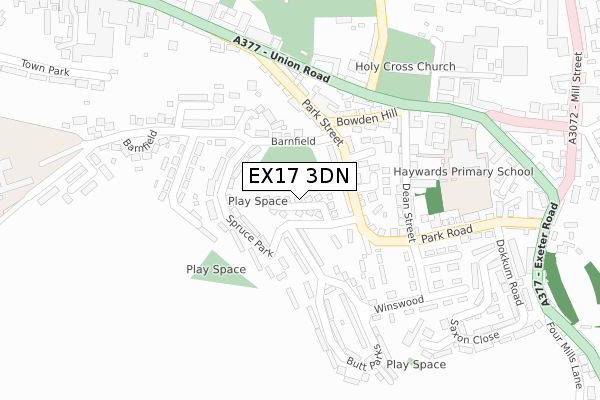 EX17 3DN map - large scale - OS Open Zoomstack (Ordnance Survey)