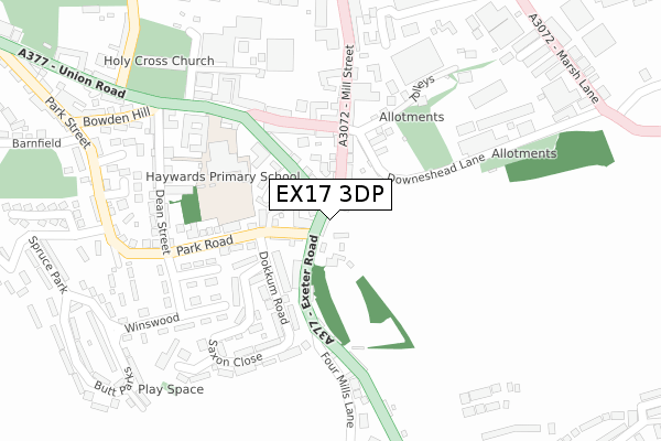 EX17 3DP map - large scale - OS Open Zoomstack (Ordnance Survey)