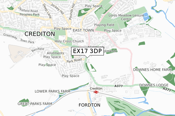 EX17 3DP map - small scale - OS Open Zoomstack (Ordnance Survey)