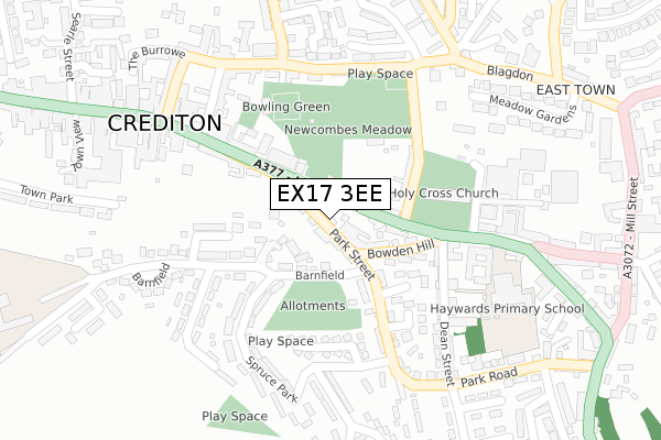 EX17 3EE map - large scale - OS Open Zoomstack (Ordnance Survey)