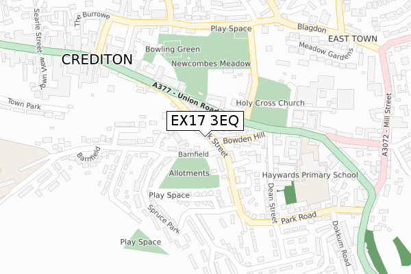 EX17 3EQ map - large scale - OS Open Zoomstack (Ordnance Survey)