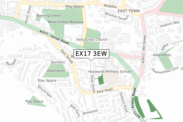 EX17 3EW map - large scale - OS Open Zoomstack (Ordnance Survey)