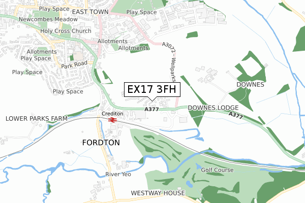 EX17 3FH map - small scale - OS Open Zoomstack (Ordnance Survey)