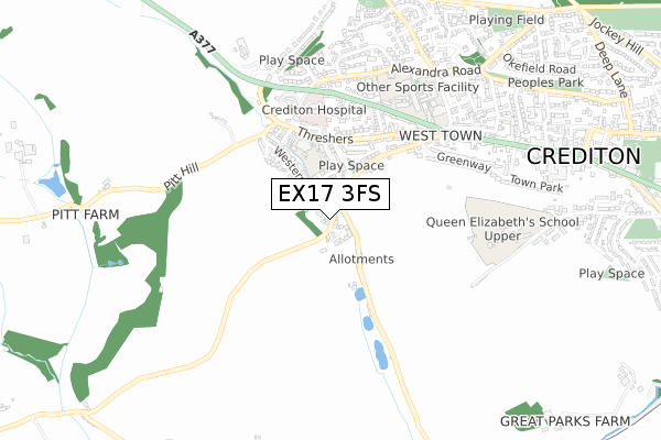 EX17 3FS map - small scale - OS Open Zoomstack (Ordnance Survey)