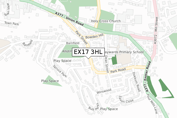 EX17 3HL map - large scale - OS Open Zoomstack (Ordnance Survey)