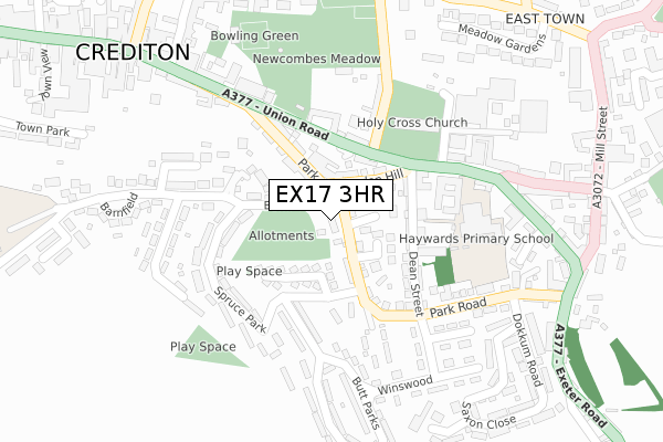 EX17 3HR map - large scale - OS Open Zoomstack (Ordnance Survey)