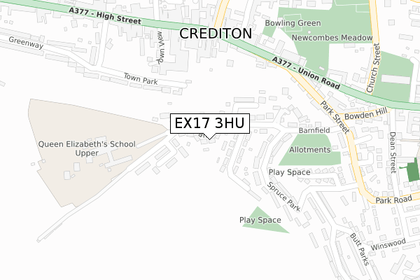 EX17 3HU map - large scale - OS Open Zoomstack (Ordnance Survey)