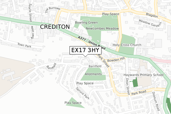 EX17 3HY map - large scale - OS Open Zoomstack (Ordnance Survey)