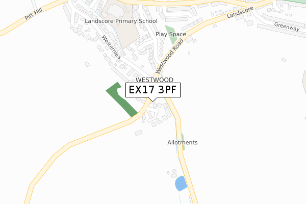 EX17 3PF map - large scale - OS Open Zoomstack (Ordnance Survey)