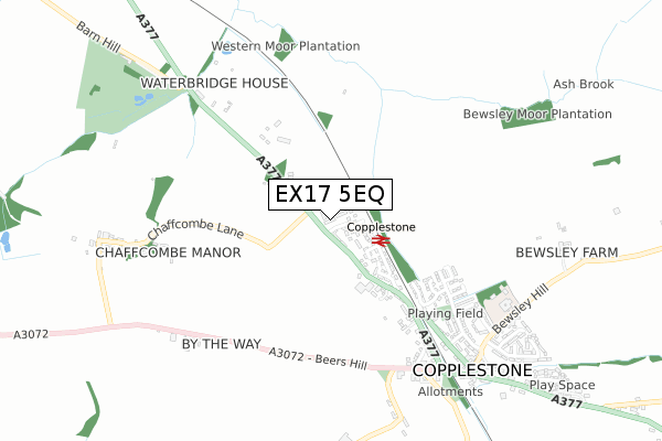 EX17 5EQ map - small scale - OS Open Zoomstack (Ordnance Survey)