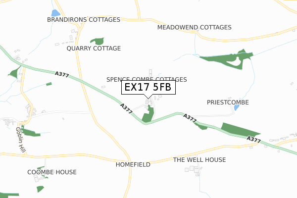 EX17 5FB map - small scale - OS Open Zoomstack (Ordnance Survey)