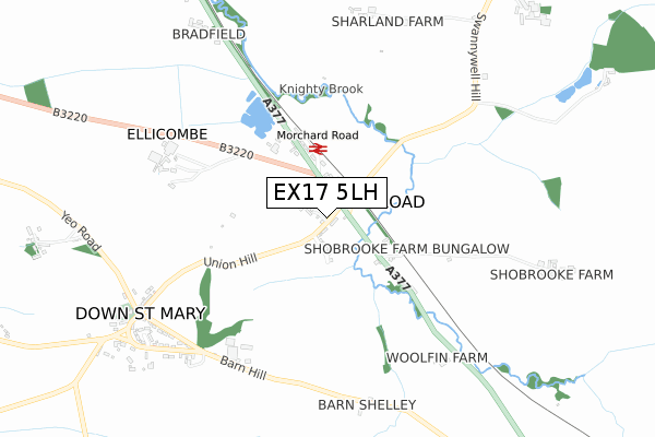 EX17 5LH map - small scale - OS Open Zoomstack (Ordnance Survey)