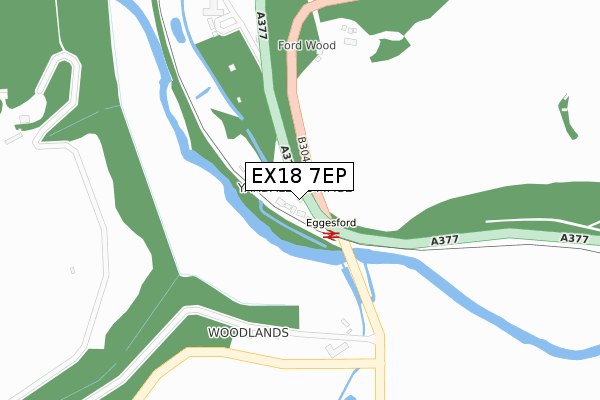 EX18 7EP map - large scale - OS Open Zoomstack (Ordnance Survey)