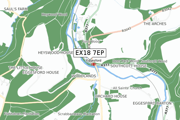 EX18 7EP map - small scale - OS Open Zoomstack (Ordnance Survey)