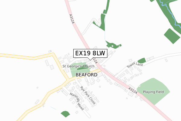 EX19 8LW map - large scale - OS Open Zoomstack (Ordnance Survey)