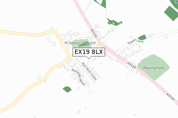 EX19 8LX map - large scale - OS Open Zoomstack (Ordnance Survey)