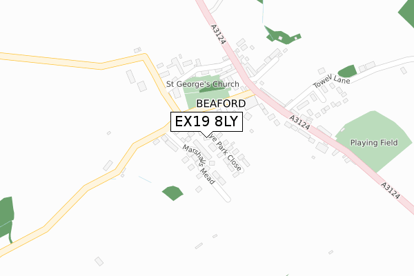 EX19 8LY map - large scale - OS Open Zoomstack (Ordnance Survey)