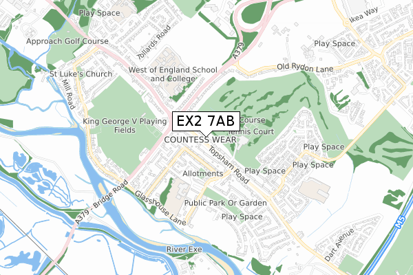 EX2 7AB map - small scale - OS Open Zoomstack (Ordnance Survey)