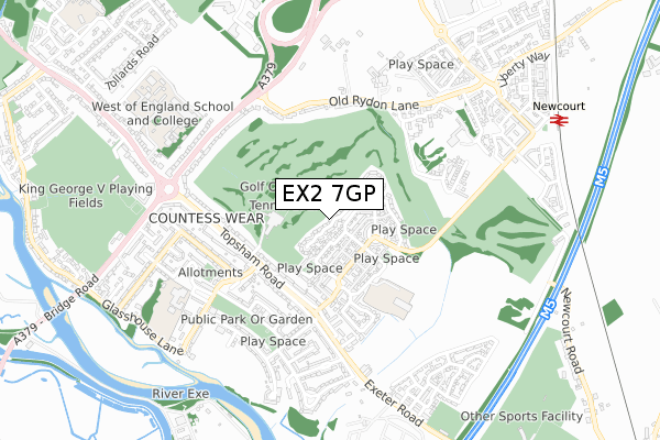 EX2 7GP map - small scale - OS Open Zoomstack (Ordnance Survey)