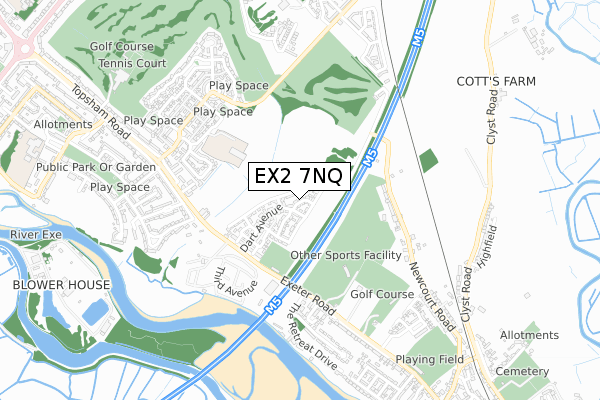 EX2 7NQ map - small scale - OS Open Zoomstack (Ordnance Survey)