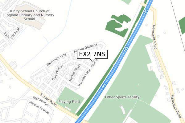 EX2 7NS map - large scale - OS Open Zoomstack (Ordnance Survey)