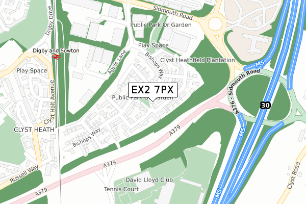 EX2 7PX map - large scale - OS Open Zoomstack (Ordnance Survey)