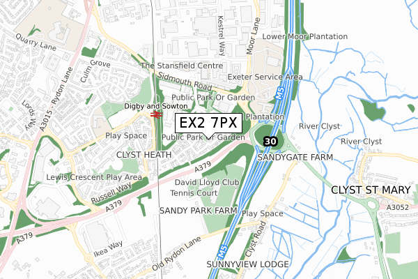 EX2 7PX map - small scale - OS Open Zoomstack (Ordnance Survey)