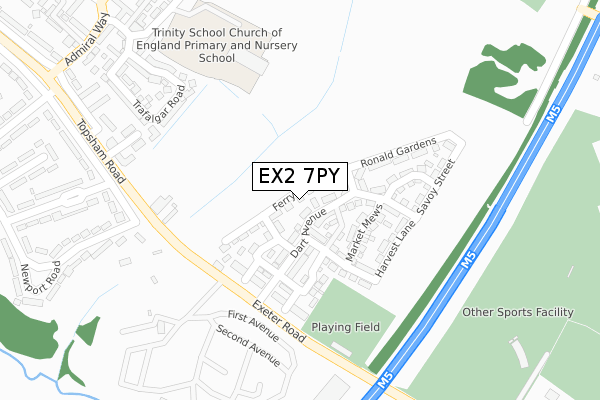 EX2 7PY map - large scale - OS Open Zoomstack (Ordnance Survey)