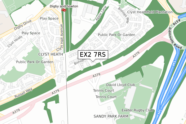 EX2 7RS map - large scale - OS Open Zoomstack (Ordnance Survey)