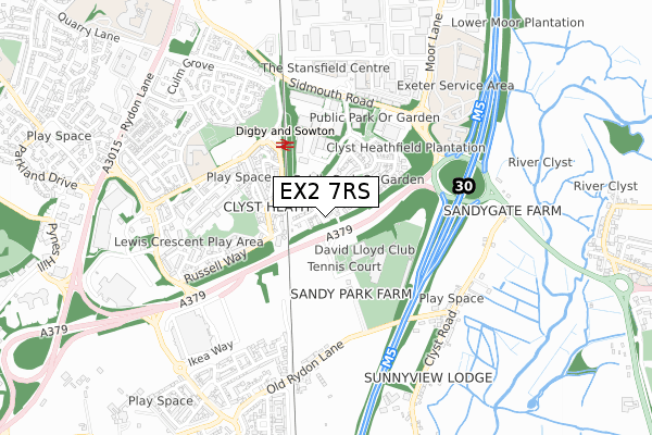 EX2 7RS map - small scale - OS Open Zoomstack (Ordnance Survey)