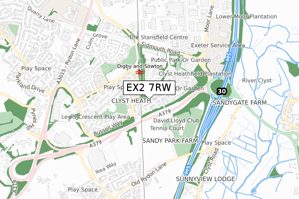 EX2 7RW map - small scale - OS Open Zoomstack (Ordnance Survey)