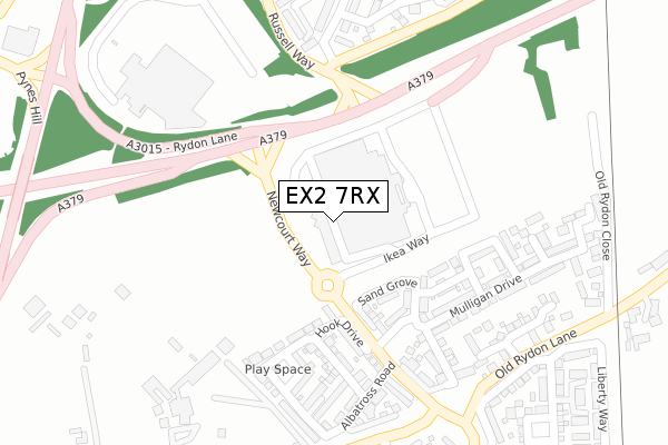 EX2 7RX map - large scale - OS Open Zoomstack (Ordnance Survey)