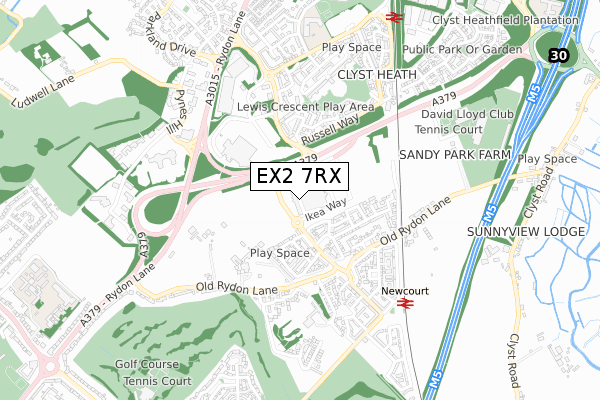 EX2 7RX map - small scale - OS Open Zoomstack (Ordnance Survey)