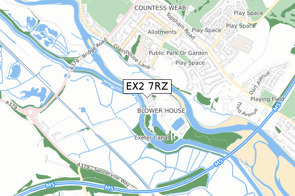 EX2 7RZ map - small scale - OS Open Zoomstack (Ordnance Survey)