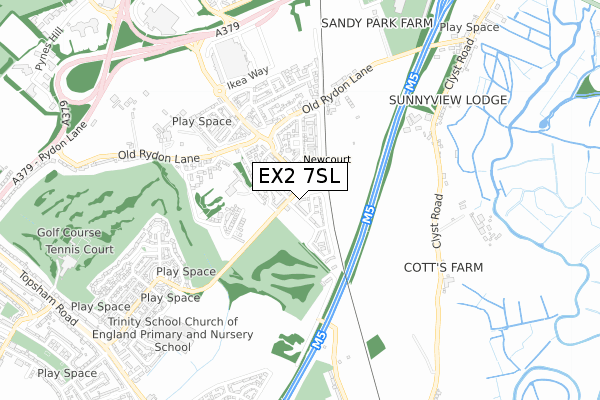 EX2 7SL map - small scale - OS Open Zoomstack (Ordnance Survey)