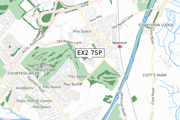 EX2 7SP map - small scale - OS Open Zoomstack (Ordnance Survey)