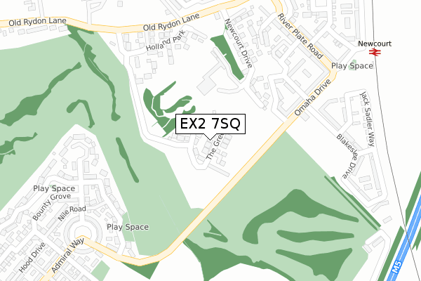 EX2 7SQ map - large scale - OS Open Zoomstack (Ordnance Survey)