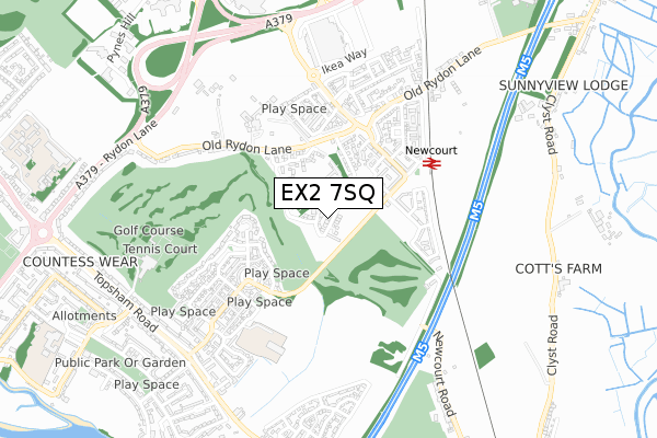 EX2 7SQ map - small scale - OS Open Zoomstack (Ordnance Survey)