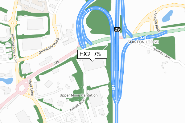 EX2 7ST map - large scale - OS Open Zoomstack (Ordnance Survey)