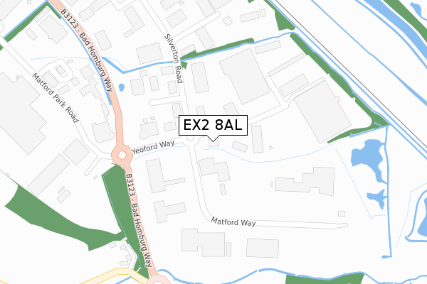 EX2 8AL map - large scale - OS Open Zoomstack (Ordnance Survey)