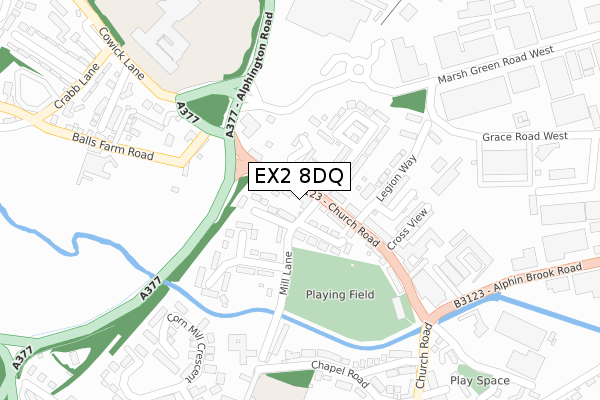 EX2 8DQ map - large scale - OS Open Zoomstack (Ordnance Survey)