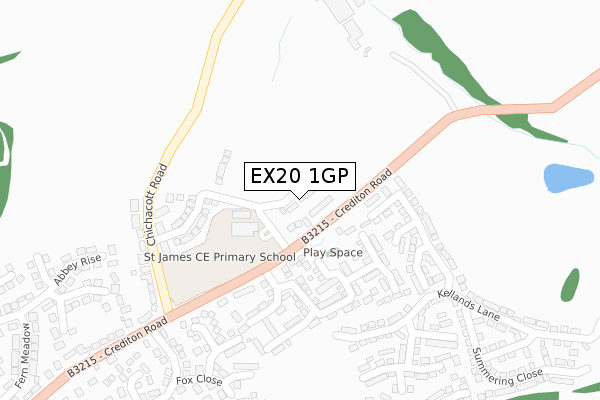 EX20 1GP map - large scale - OS Open Zoomstack (Ordnance Survey)