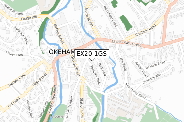 EX20 1GS map - large scale - OS Open Zoomstack (Ordnance Survey)