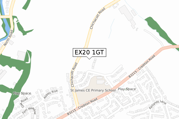 EX20 1GT map - large scale - OS Open Zoomstack (Ordnance Survey)