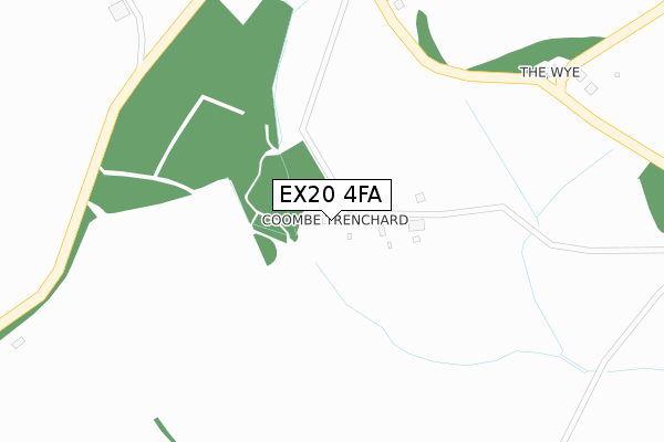 EX20 4FA map - large scale - OS Open Zoomstack (Ordnance Survey)