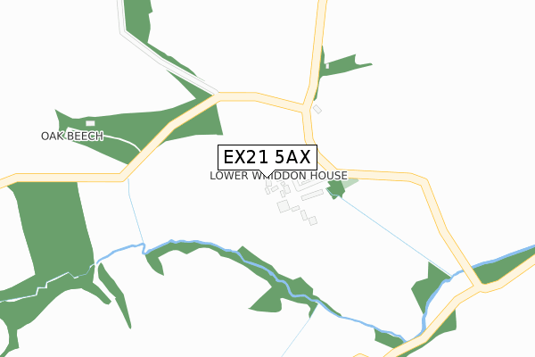 EX21 5AX map - large scale - OS Open Zoomstack (Ordnance Survey)