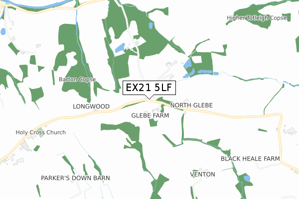 EX21 5LF map - small scale - OS Open Zoomstack (Ordnance Survey)