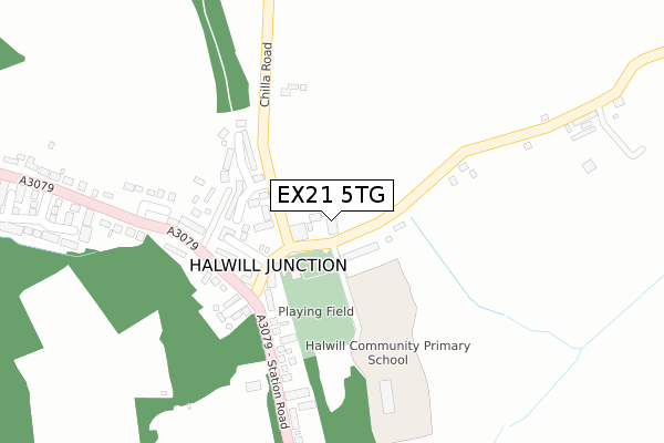 EX21 5TG map - large scale - OS Open Zoomstack (Ordnance Survey)